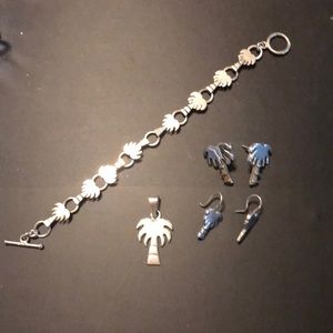 Sterling silver palm tree set